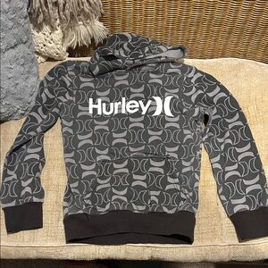 Hurley Black and Gray Logo Hoodie boys medium